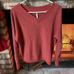 Z Supply Waffle Knit V-Neck Long sleeve‎ Sweater /Top Size XS